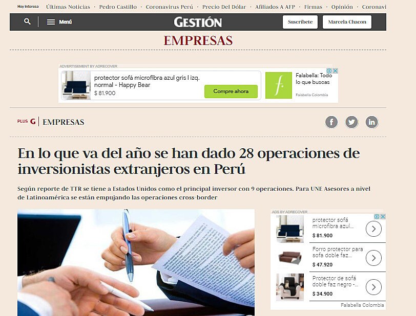 En lo que va del ao se han dado 28 operaciones de inversionistas extranjeros en Per